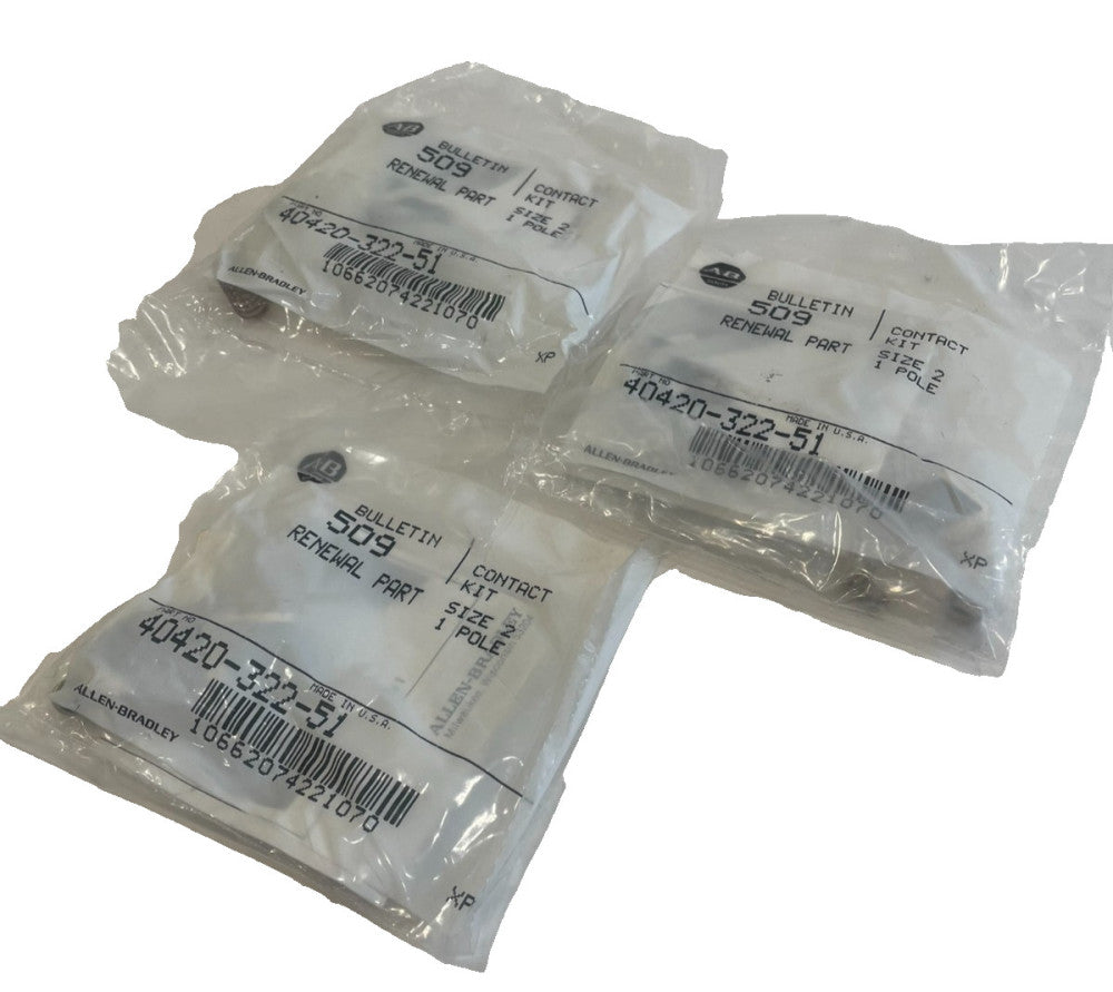 NEW 3 ALLEN BRADLEY 40420-322-51 CONTACT KIT SIZE 2 SEALED FACTORY CLEANED PKG