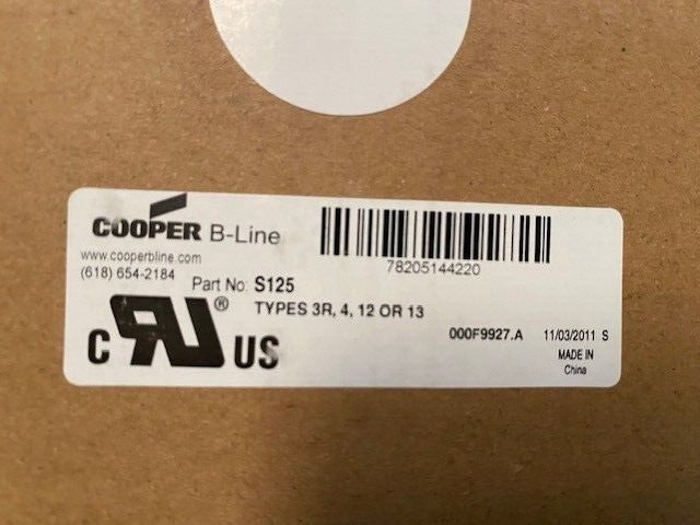 (10 PACK)Cooper B-Line Part Number: S125 Hole Plug 1-1/4" (NEW)