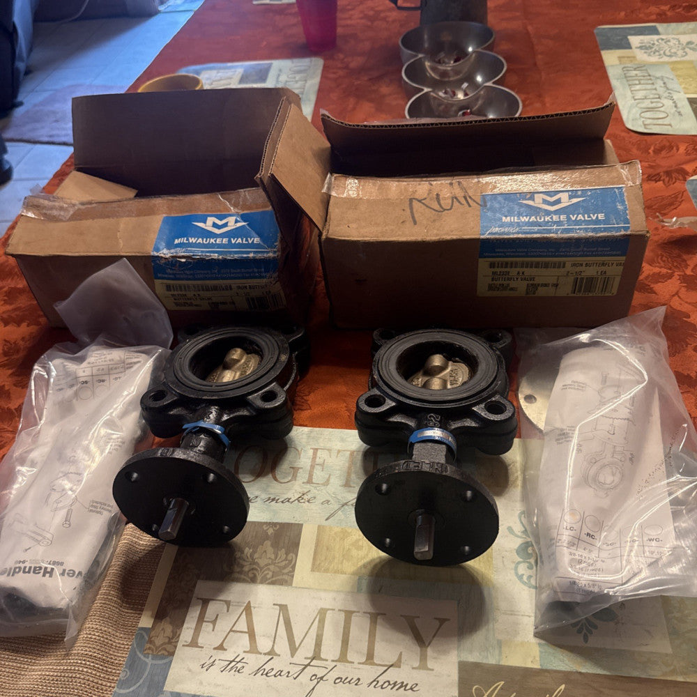 Lot of 2 New MILWAUKEE VALVE ML-233E AK 2 1/2 Butterfly Valve Lug Style