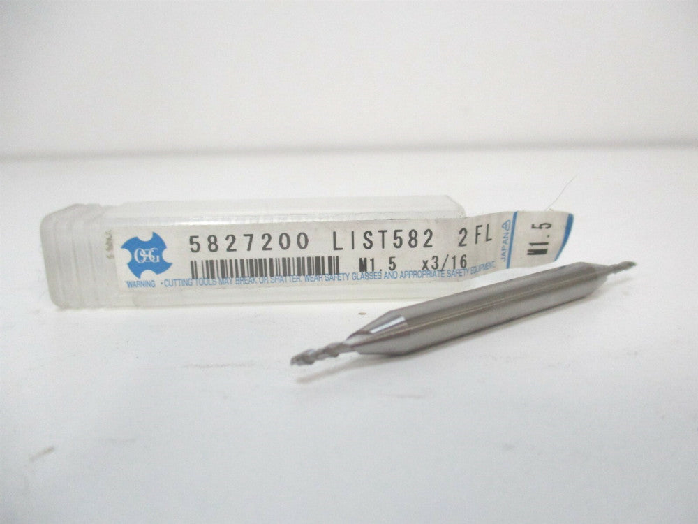OSG (5827200) 1.5mm x 3/16" x 3/16" x 2-1/4" OAL 2F DE Cobalt Square End Mill