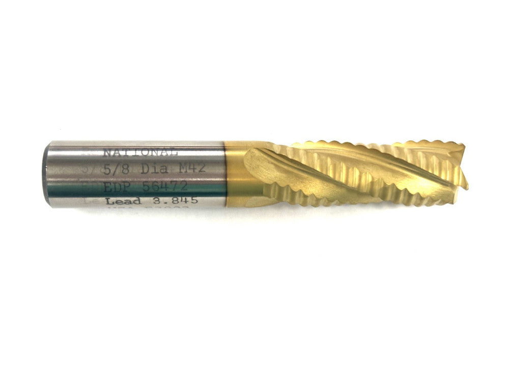 NATIONAL 5/8" ROUGHING END MILL M42 COBALT 4 FLUTE 2IN FLUTE LENGTH LEAD: 3.845