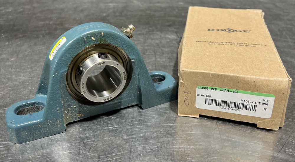 Dodge 2 Bolt Pillow Block Bearing 1 3/16" Set Screw type P2B-SCAH-103 Nos