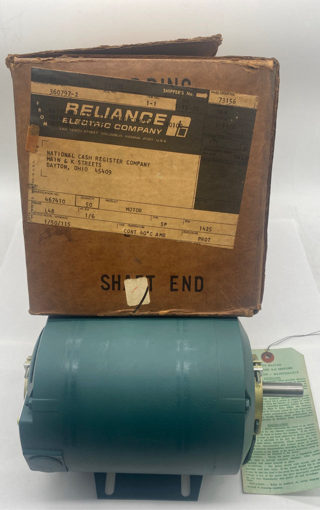 Reliance Electric 467410-CV Duty Master® Compact AC Motor 1/6 HP, Frame L48