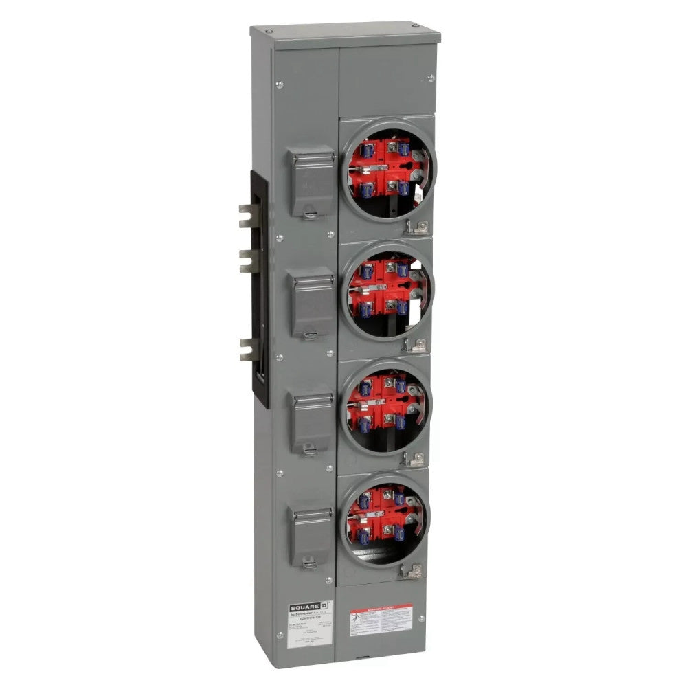 New Square D EZM114-125 800/125 Amp 4-Gang Meter Stack Ringed 4 JAW 120/240V 1Ø