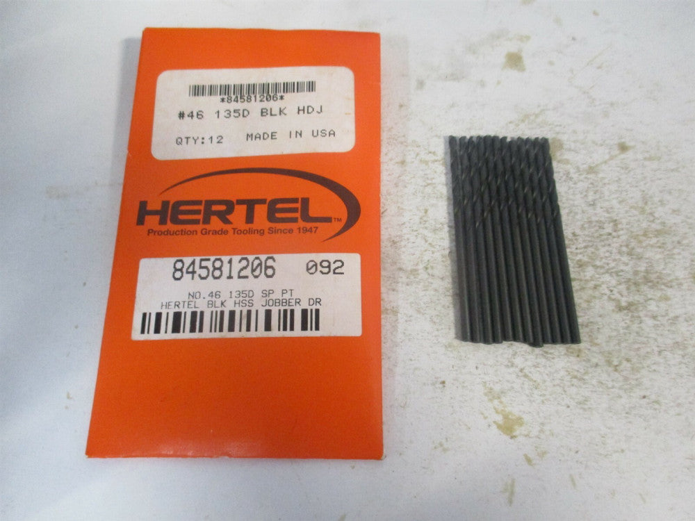 (84581206) #46 1-1/8 x 2-1/8 OAL 135° High Speed Steel Jobber Drill - Pack of 12