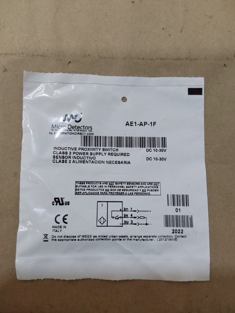 MICRO DETECTORS, AE1-AP-1F INDUCTIVE PROXIMITY SWITCH