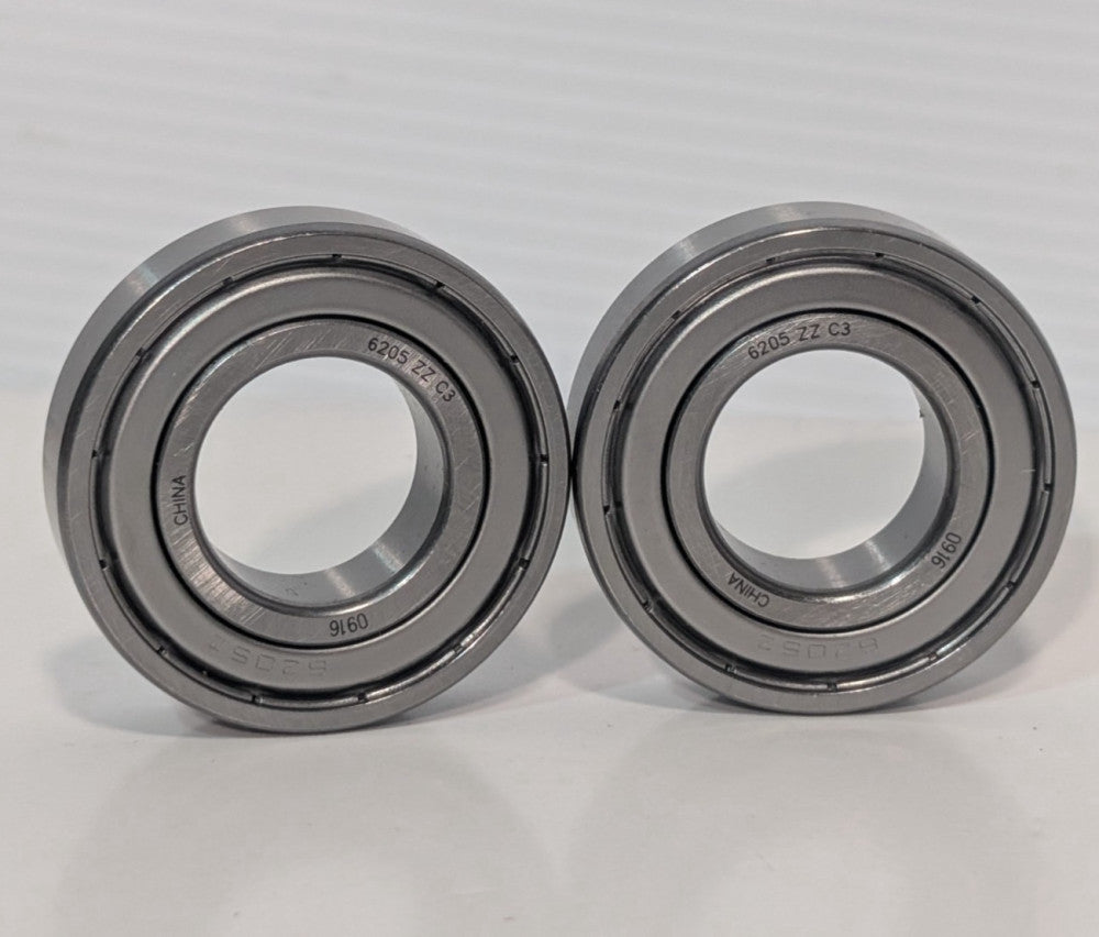 Lot of 2: unbranded 6205-ZZ-C3 metal single-row deep groove ball bearings