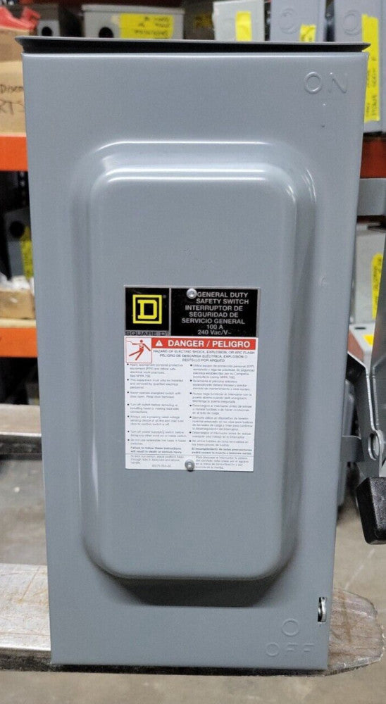 SQUARE D DISCONNECT SWITCH D223NRB 100A 240V 2P 50/60HZ TYPE 3R 1 Y WARRANTY