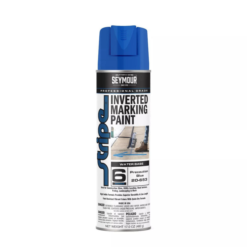 12 PACK 20-653 Seymour Stripe Inverted Ground Marking Paint Precaution Blue 17oz