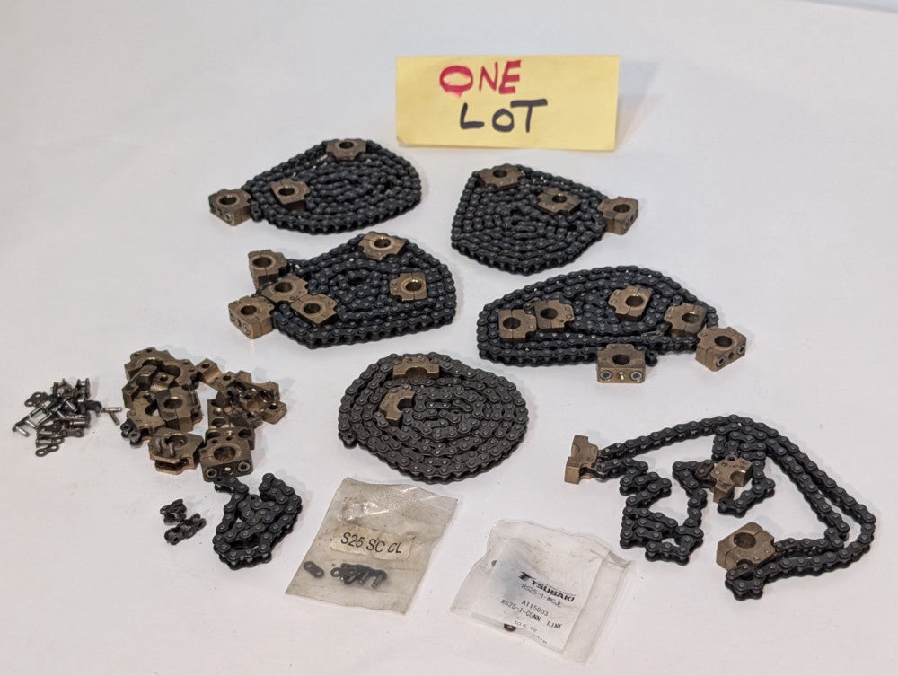 Lot of 6 Unbranded Roller Chains with Chain Blocks - Plus Additional Components
