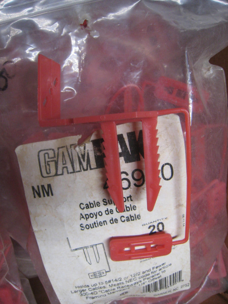Gampak #46940 Bag of 20 CABLE Supports up to 5 #14/2 or 12/2 and Fewer Cables
