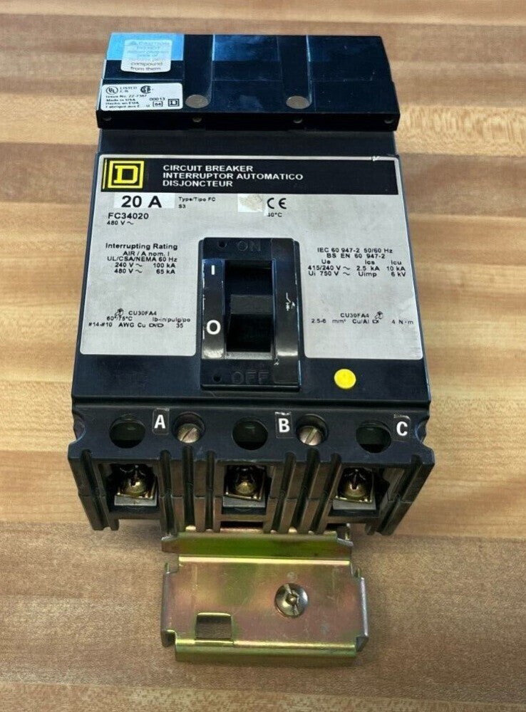 Square D FC34020 Circuit Breaker 20A 480V New No Box