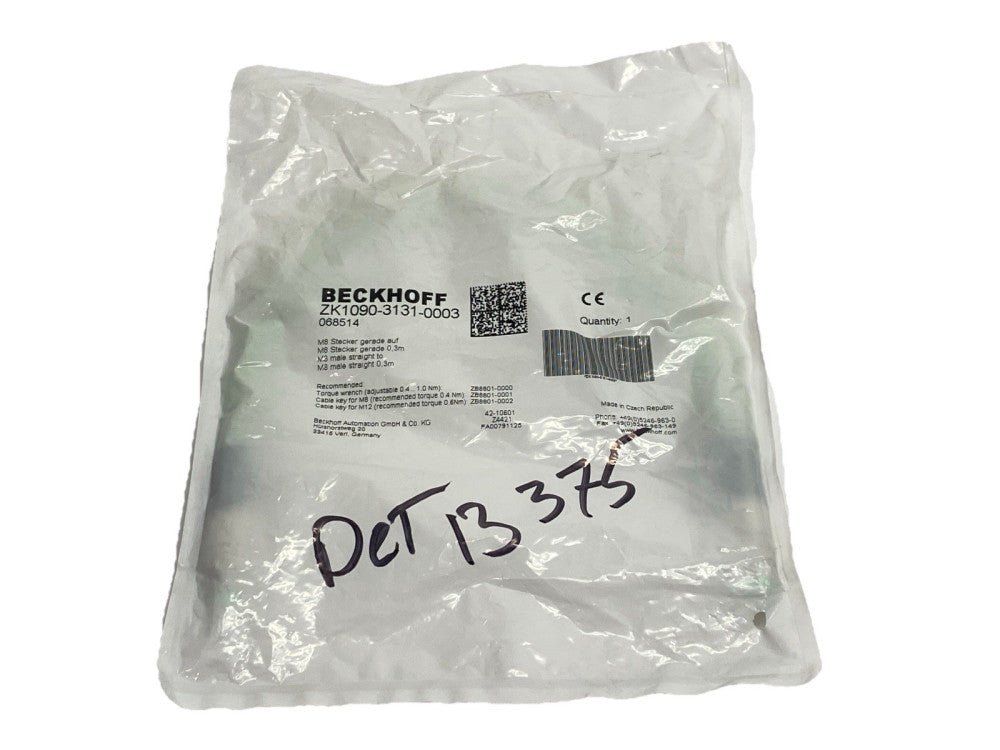 Beckhoff ZK1090-3131-0003 Industrial Ethernet Cable Male M8 4-Pin 0.3m 068514