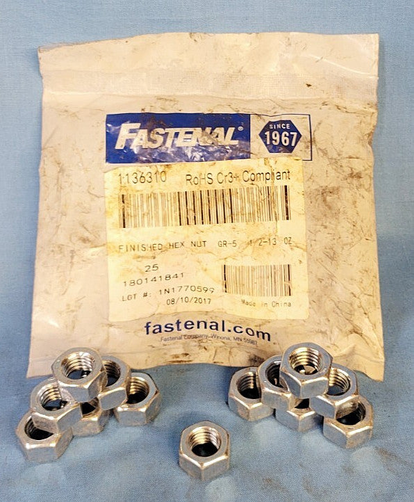 FASTENAL HEX NUT ID: 1/2 IN. THREAD SIZE: 13G (LOT OF 13)