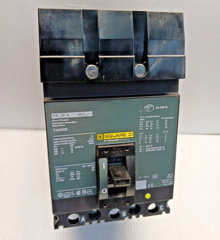 New Square D FA34030 30 amp I-line Circuit Breaker 3 Pole 480 Vac 18kA