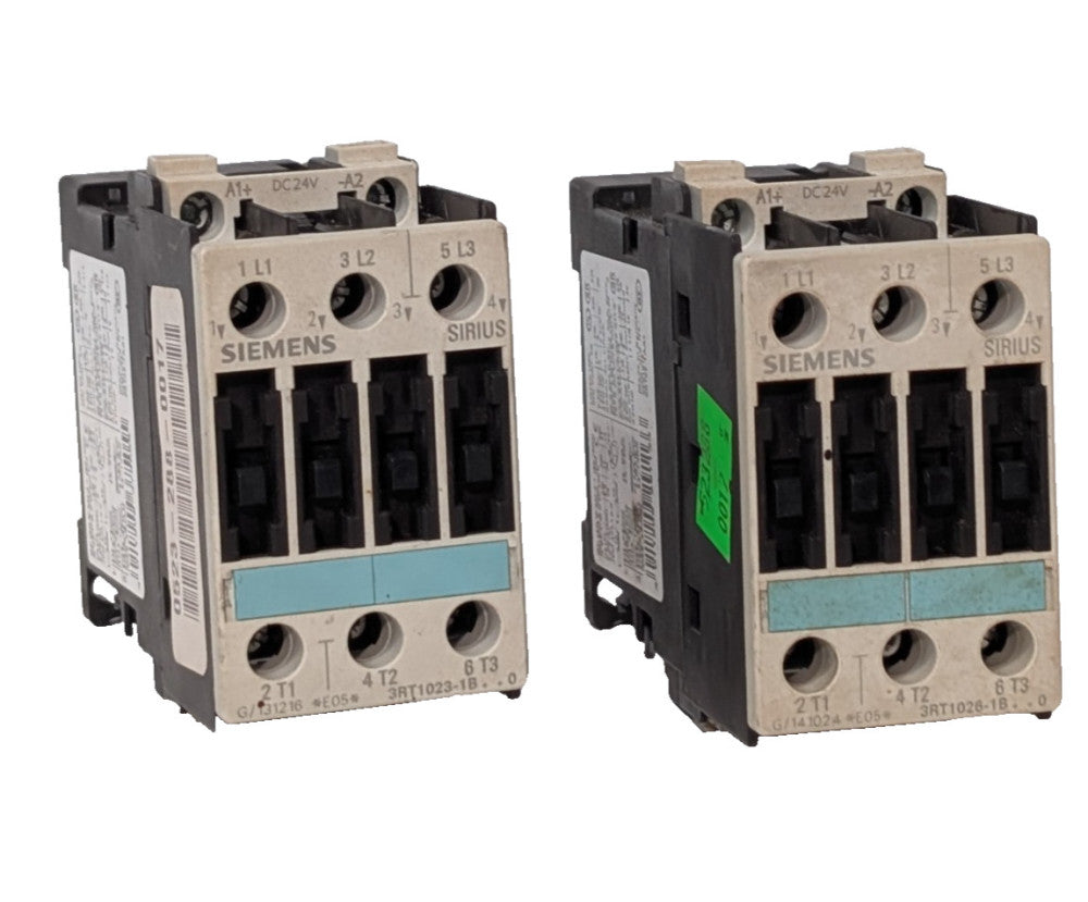 Siemens Sirius 3RT1023-1B and 3RT1026-1B industrial contactors with 24VDC coils