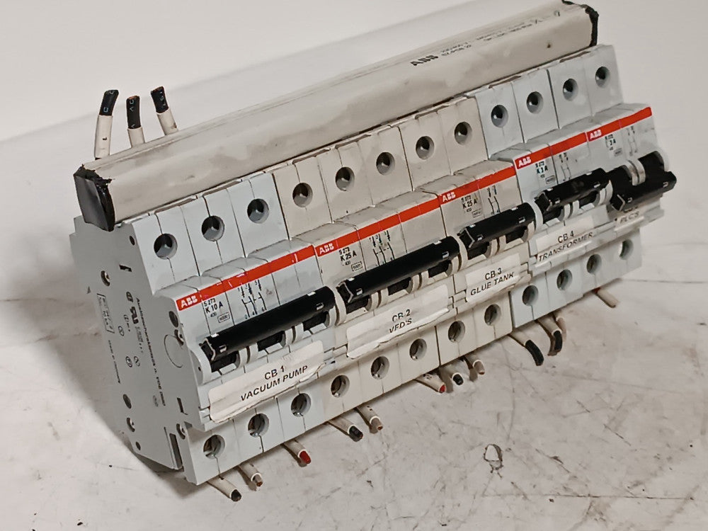 ABB Circuit Breaker Assembly with 5 Circuit Breakers & Busbar - See Description