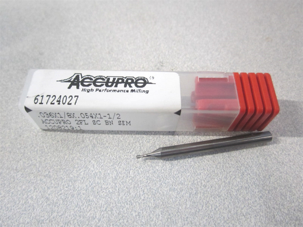 (12465471) 0.0360" x 0.0540" x 0.1250" x 1.5000" Solid Carbide 2Fl Ball End Mill