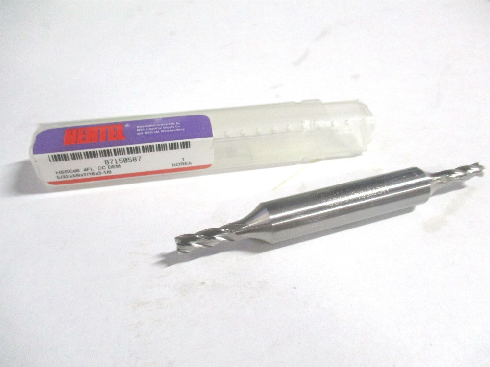 (E2053010) 5/32" x 7/16" x 3/8" x 3-1/8" OAL Cobalt RH 4 Flute Square End Mill
