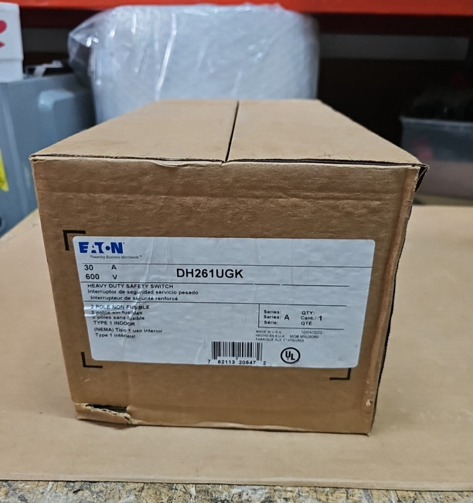 Eaton DH261UGK 30A 600V NEMA 1 2Pole Safety Switch