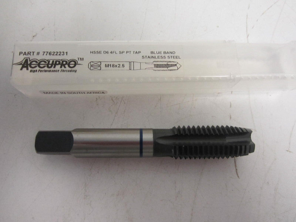 M18 x 2.50 HSSE D6 Vanadium Blue Band Stainless Steel Chamfer Plug Tap New
