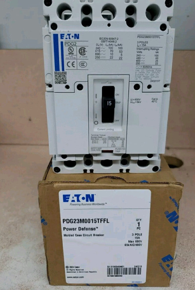 Eaton PDG23M0015TFFL 3Pole 600V 65kA@480V 15A New!