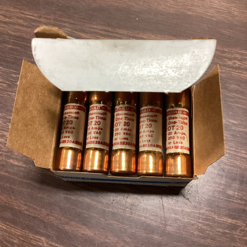 Lot of 5 Gould Shawmut OT20 One-Time 20A Fuse 0T20