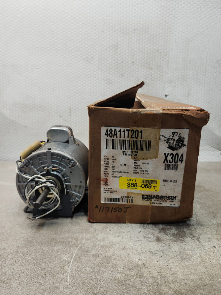 NEW IN BOX MARATHON UNIT HEATER PSC MOTOR HP 1/3, PH 1, 60HZ, 6.5 AMPS 48A11T201