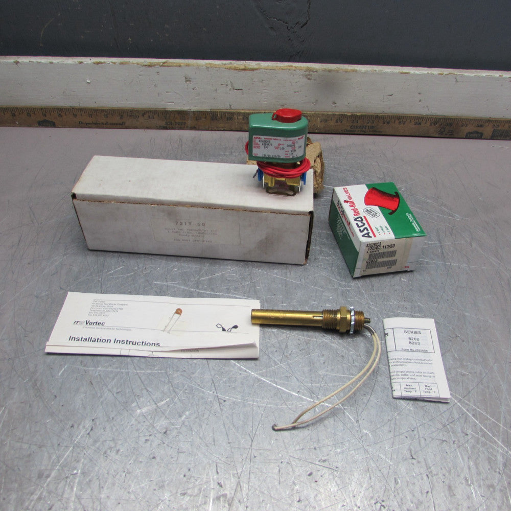 ASCO 721T-50, SOLENOID VALVE & THERMOSTAT KIT, 110-120v ,1/4", NIB! MAKE OFFER!