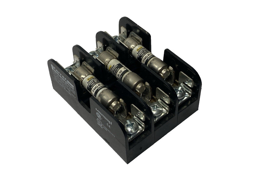 Ferraz Shawmut 30323R Fuse Block 600V 30A w/ Bussmann FNQ-R-10 Fuse LOT OF 3