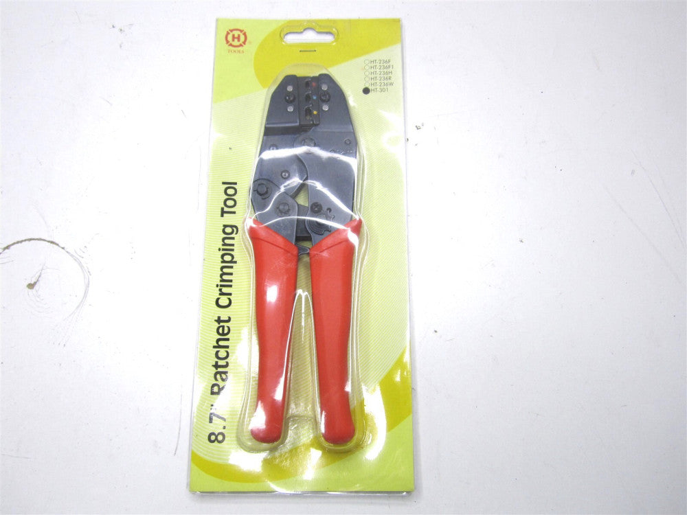 (HT-301 8.7 Inch 20AWg-10AWG Red Ratchet Crimping Tool