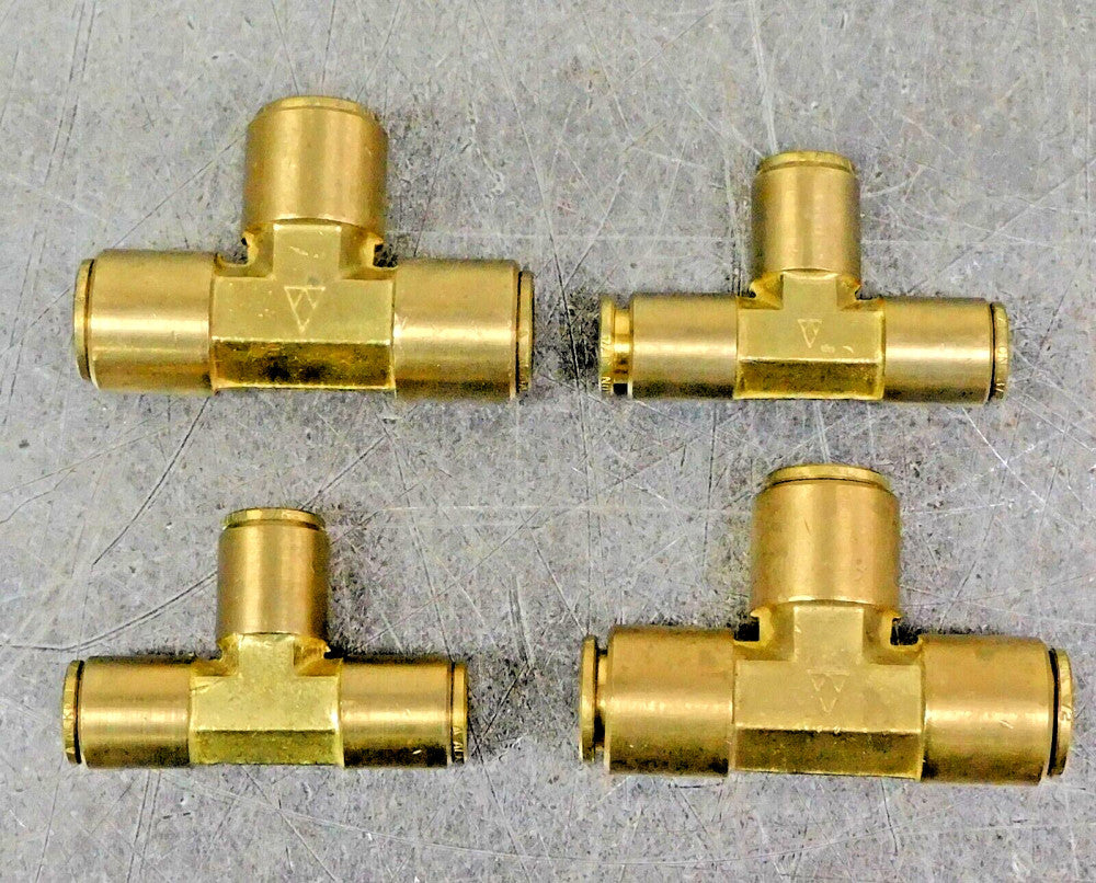 Alkon XQ64-DOT-6 & 8 Brass Union Tee 3/8 in. & 1/2 in. DIA Mixed Lot of Four (4)