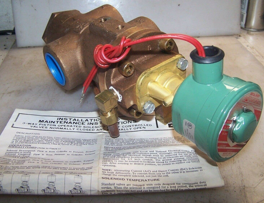 NEW ASCO 1-1/4" PISTON OPERATED SOLENOID PILOT CONTROLLED VALVE 3-WAY 8331A45
