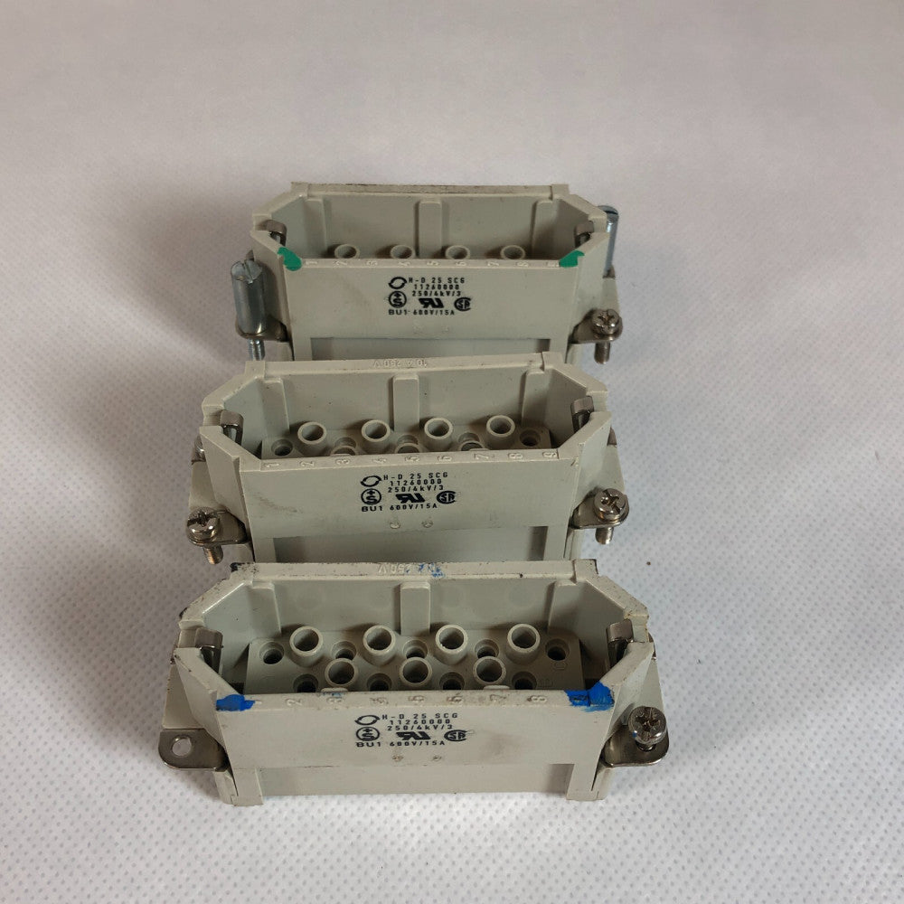 LOT OF (3) NEW - EPIC CONNECTORS H-D 25 SCG 1126000_250v-4kV-3-600V-15A
