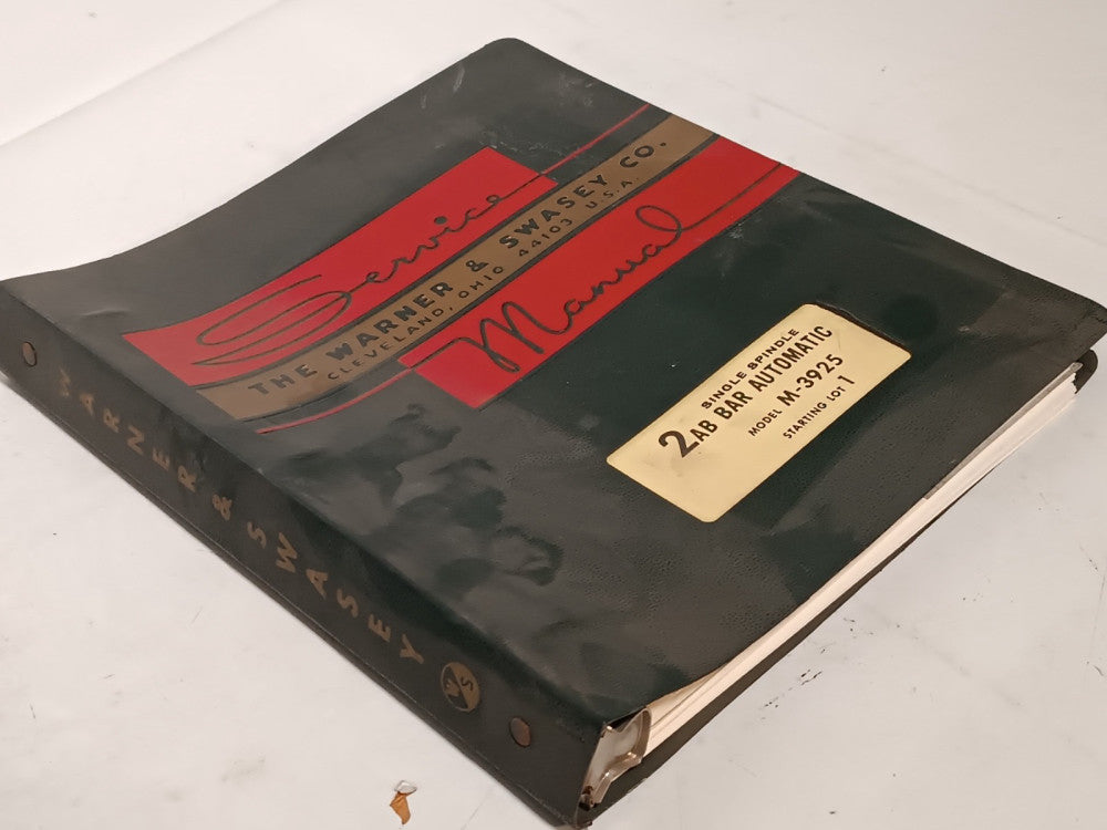 Warner & Swasey M-3925 Single Spindle 2AB Bar Automatics Service Manual & more