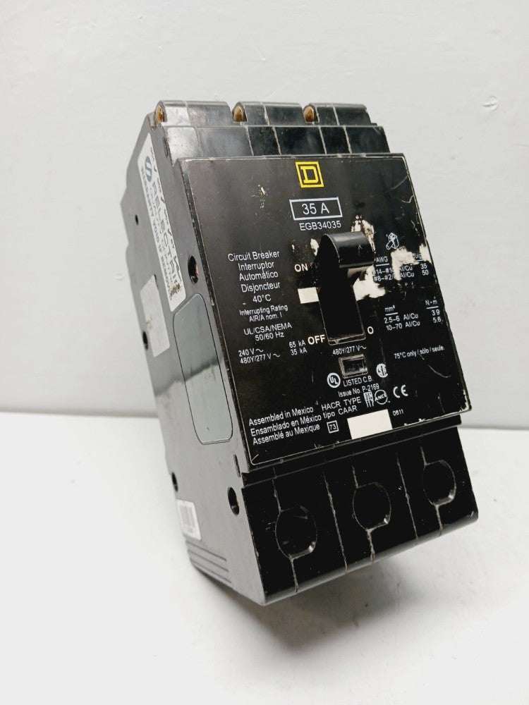 NEW SQUARE D EGB34035 35 AMP BOLT-ON CIRCUIT BREAKER 3 POLE 480Y/277 VAC