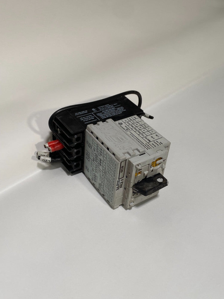 Moeller PKZ2 motor protector w/ ZM-10-PKZ2 6–10A trip, 3‑pole, 600VAC as shown