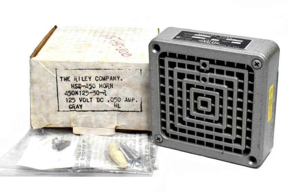 Riley Co HSD450 450-125-30 Signal Electric Horn Gray 125V DC, .050A