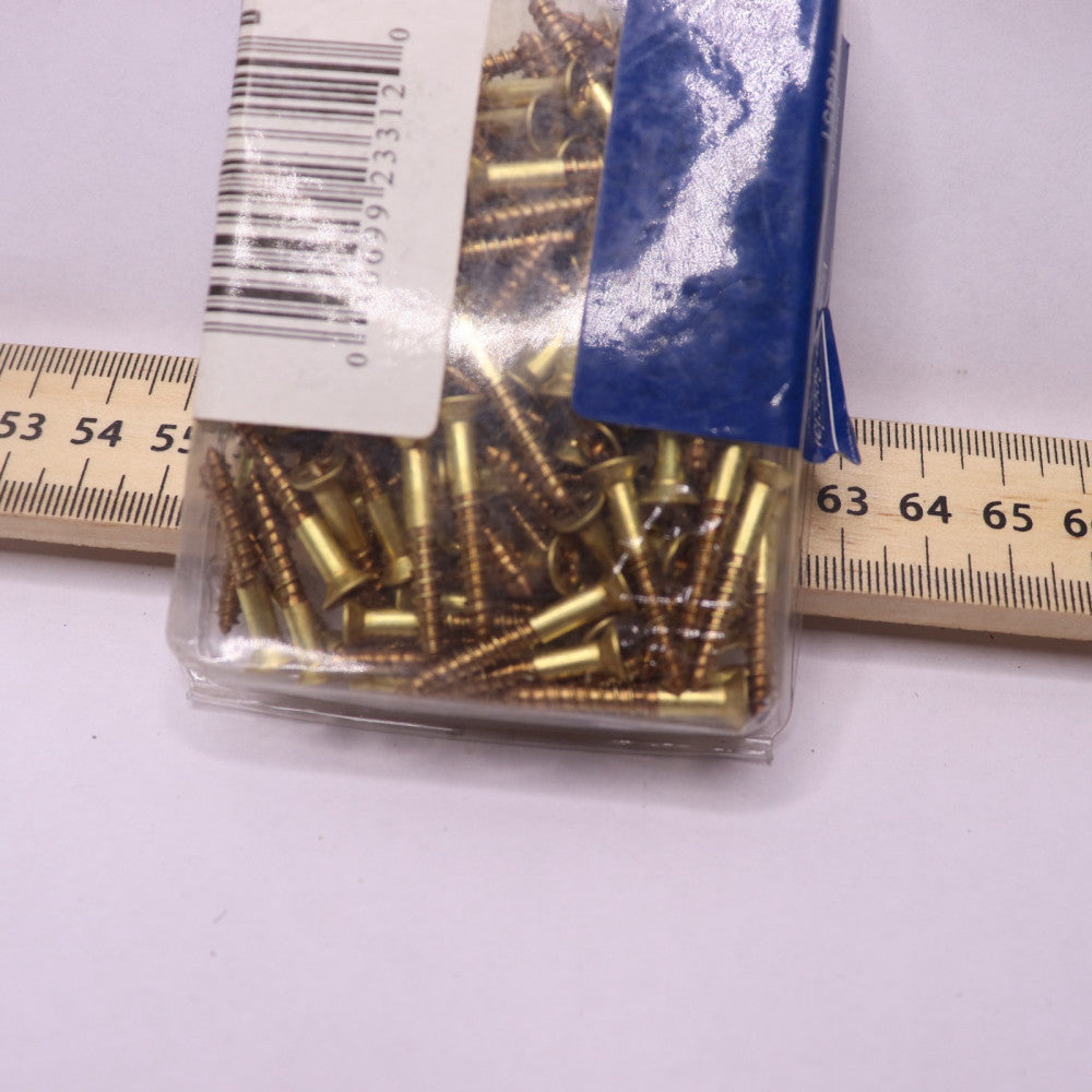 (100-Pk) Crown Bolt Flat-Head Phillips Wood Screws Brass-Plated #6 x 1" 23312