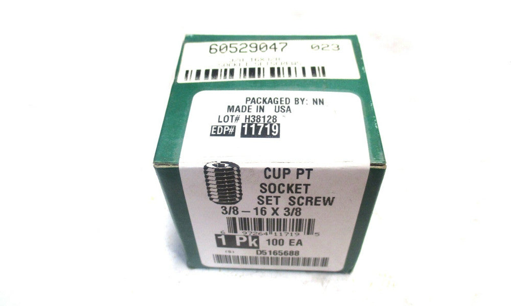 MADE IN USA 3/8-16 UNC 3/8" OAL 3/16" Hex Cup Point Set Screw - Lot of 100