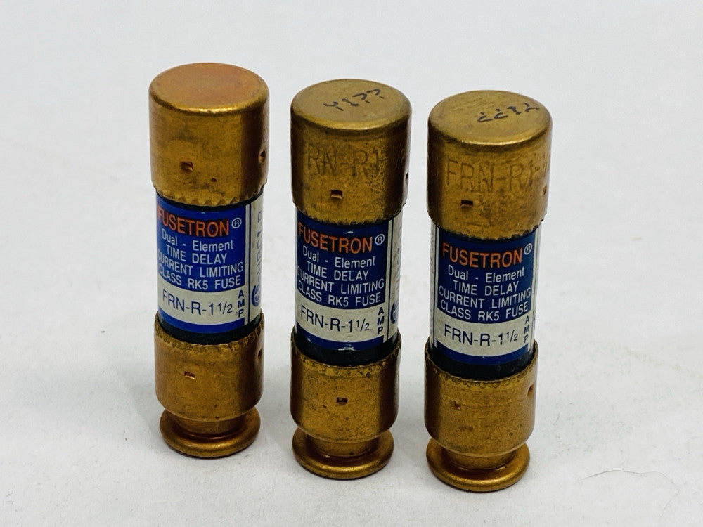 Bussmann FRN-R-11/2 Fusetron Time Delay Class RK5 Fuse 1.5A 250VAC LOT OF 3