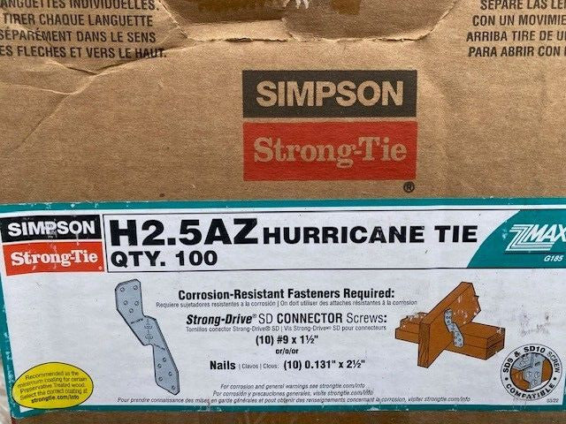 (100 Count) Simpson Strong Tie H2.5AZ Hurricane Tie ZMax