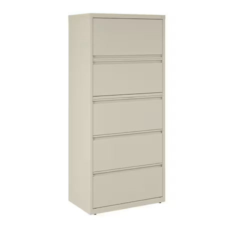 Hirsh 14979 30 In W 5 Drawer Lateral File Cabinet, Putty, A4/Legal/Letter