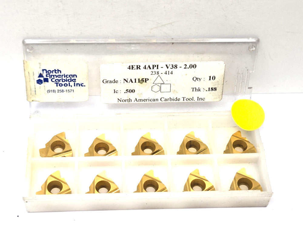 NORTH AMERICAN*4ER 4APIV38-2.00*LAYDOWN THREADING INSERT*****LOT OF 10