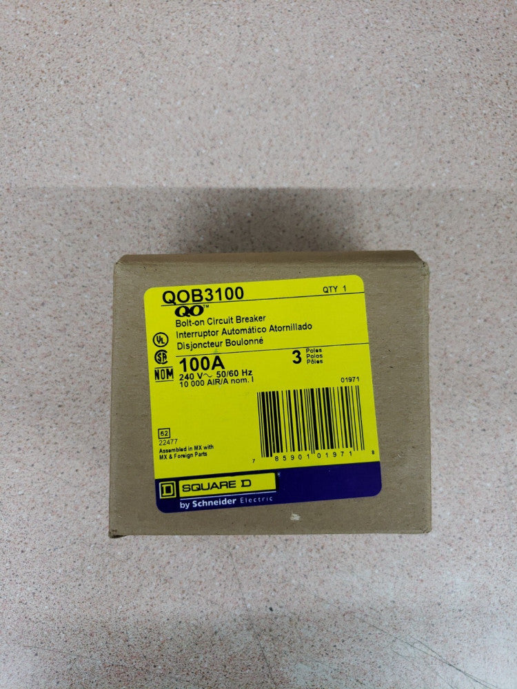 NEW Square D QOB3100 100 Amp 3 Pole 240V QOB Bolt On Circuit Breaker
