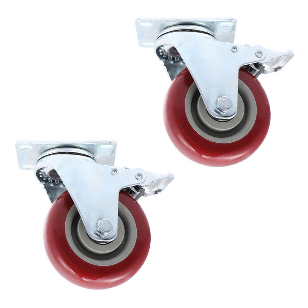 2 Pcs Brake Casters Retractable Heavy Duty Bracket Wheels Swivel