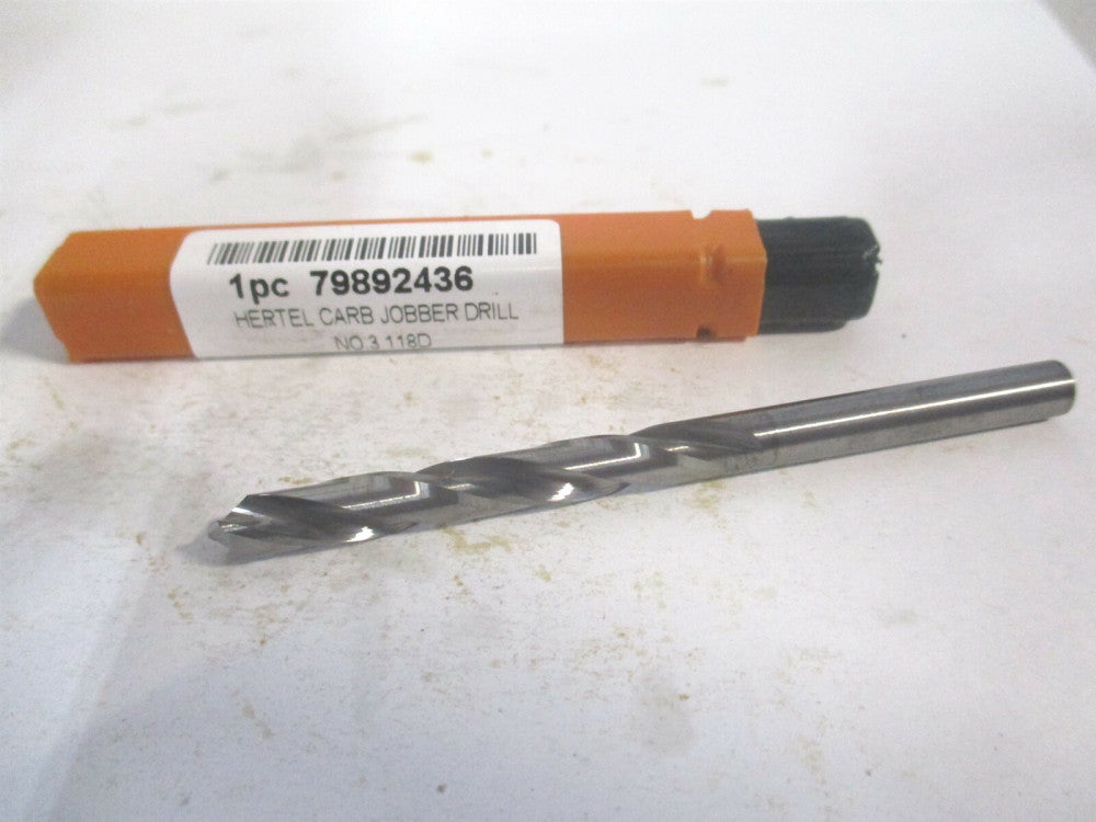(79892436) #3 1-3/4" x 3" OAL 118° Solid Carbide Straight Spiral Jobber Drill