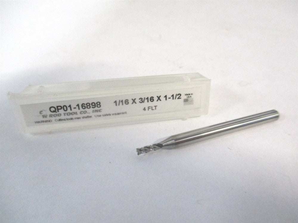 W Rod (QP01-16898) 1/16" x 3/16" x 1-1/2" OAL 4-Flute Square End Mill
