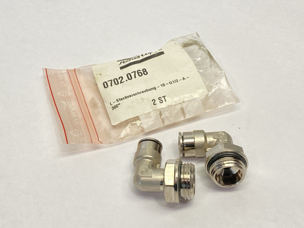Atlas Copco 0702.0768 Plug-In L Fitting 10-G1/2-A-360 LOT OF 2