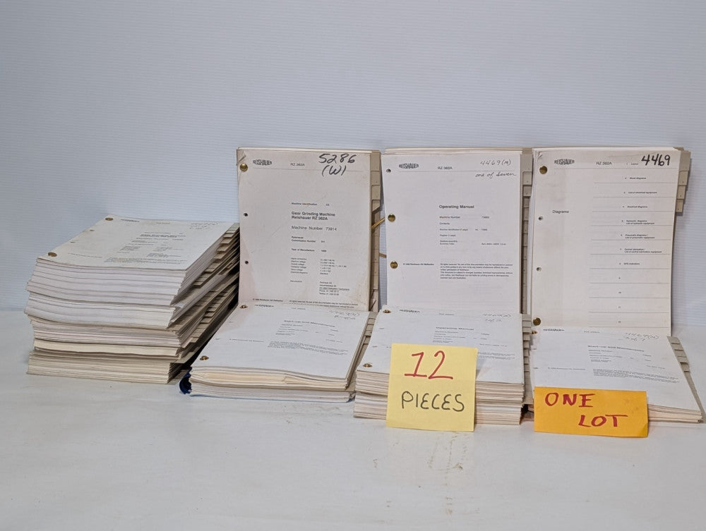 Set of 12 Reishauer Manuals for Reishauer RZ 362A Gear Grinding Machine